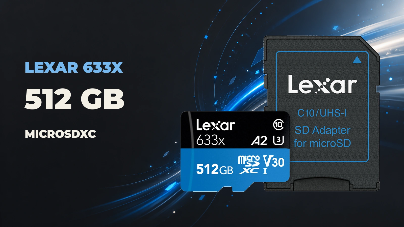 Cartão Lexar 633x de 512 GB com adaptador SD