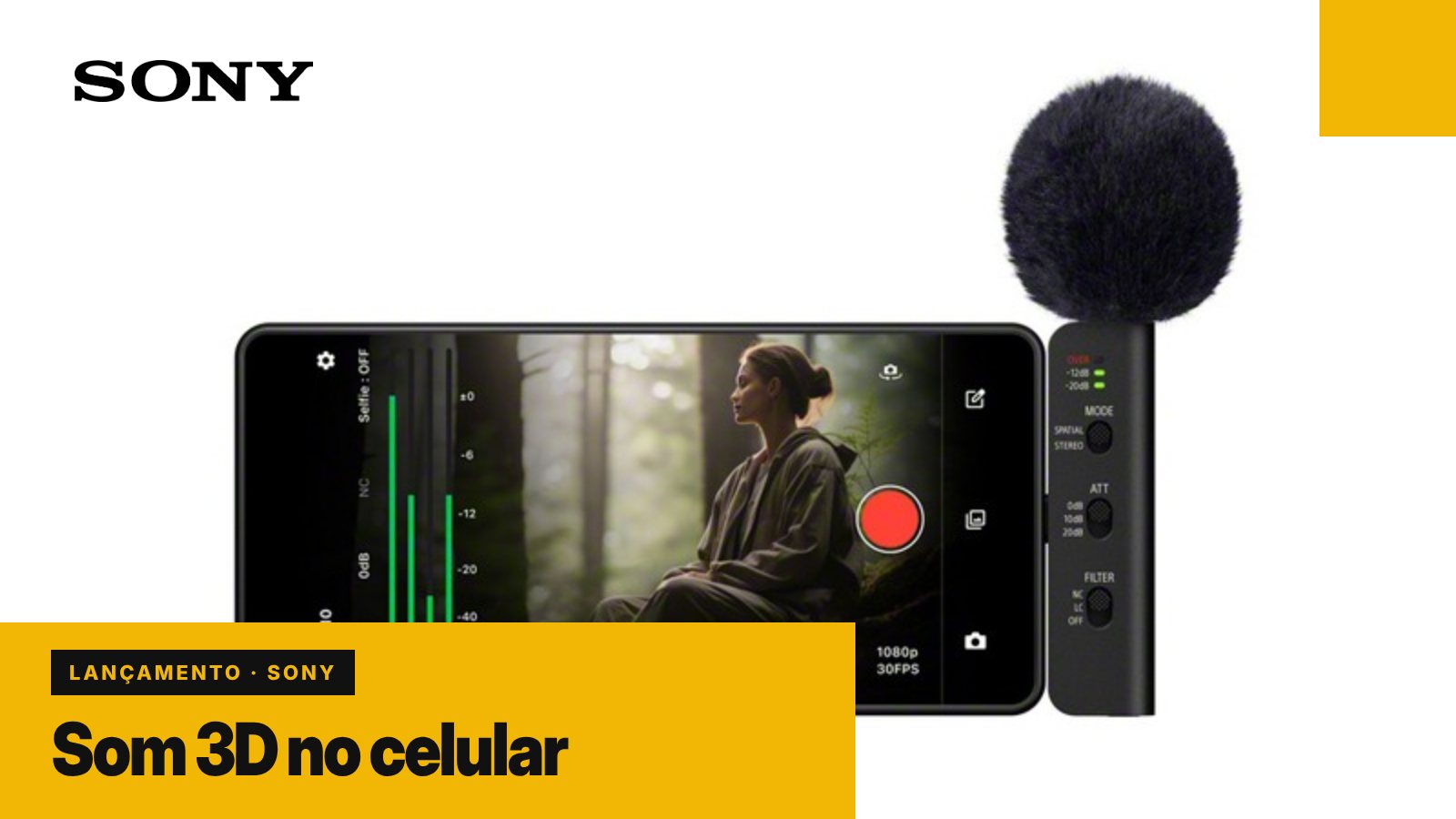 Sony ECM-AX10 grava áudio espacial direto no USB-C do celular